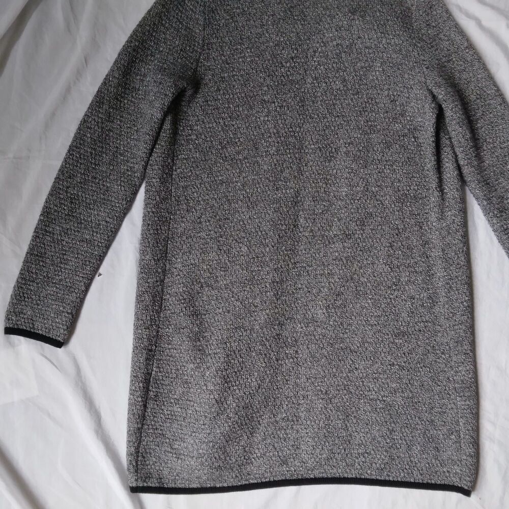 Talbots Cardigan Sweater Textured Open Front Marled Long Sleeve Black Gray XS - Picture 15 of 15